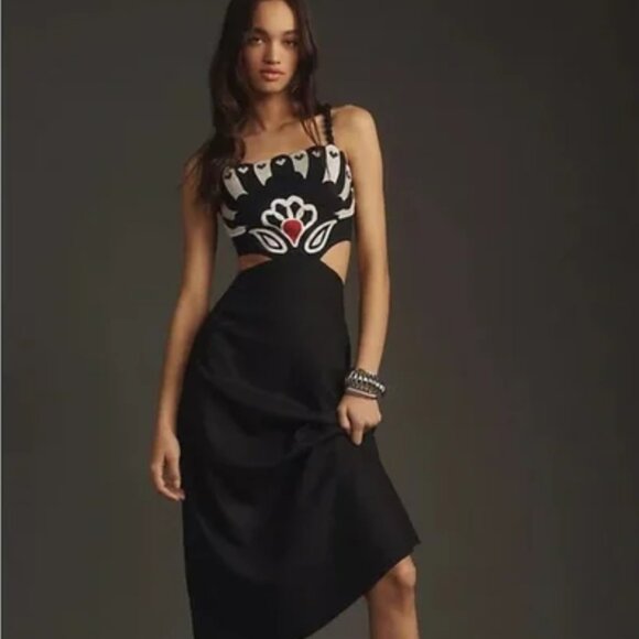 FARM Rio Dresses & Skirts - Farm Rio Sleeveless Embroidered Slim Midi Dress Size XS NEW